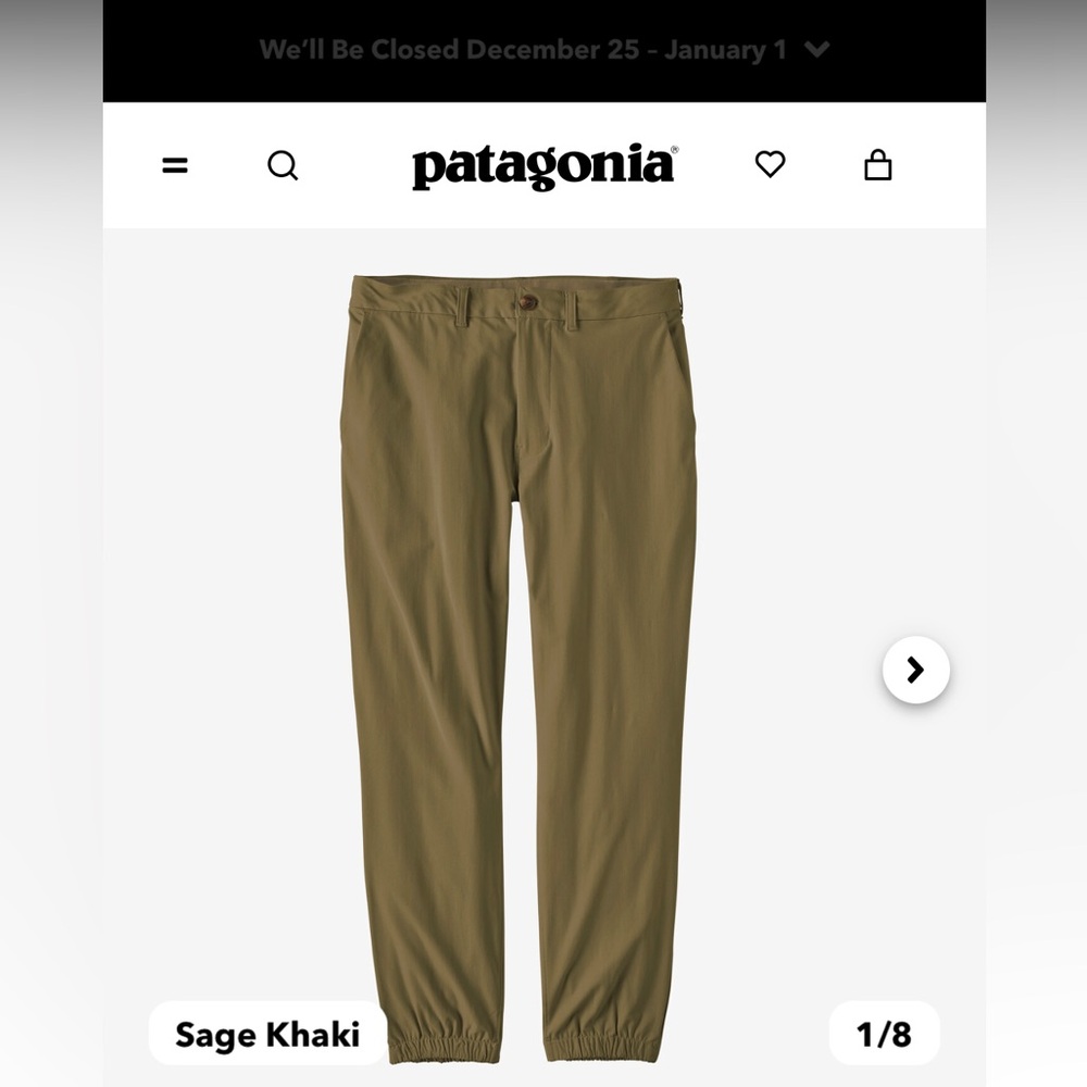 NWOT Patagonia Travelers Jogger Pants. Size Medium